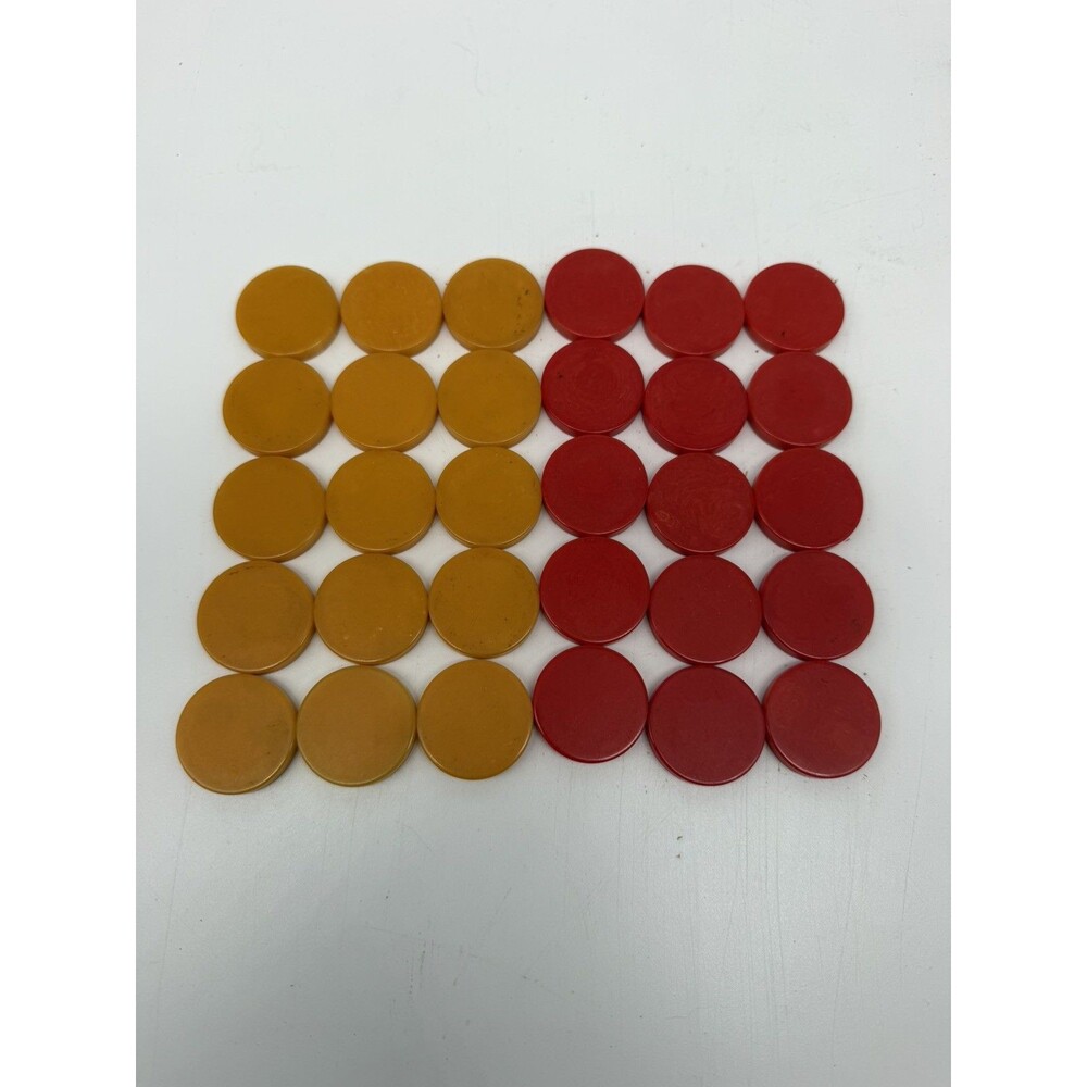 Bakelite Catalin Backgammon Chips Red Swirl/Butterscotch Swirl 1.25” 30 Pcs